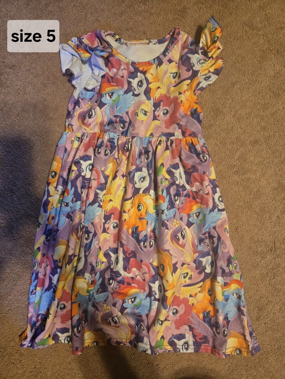 Girls' Lavender Multi-Color Character Print Dress - Size 5